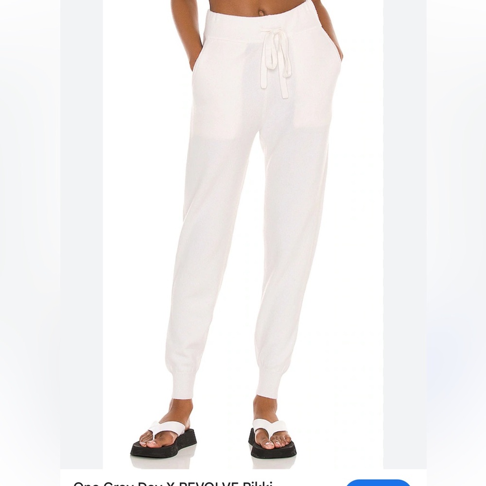 One grey day white knitted joggers